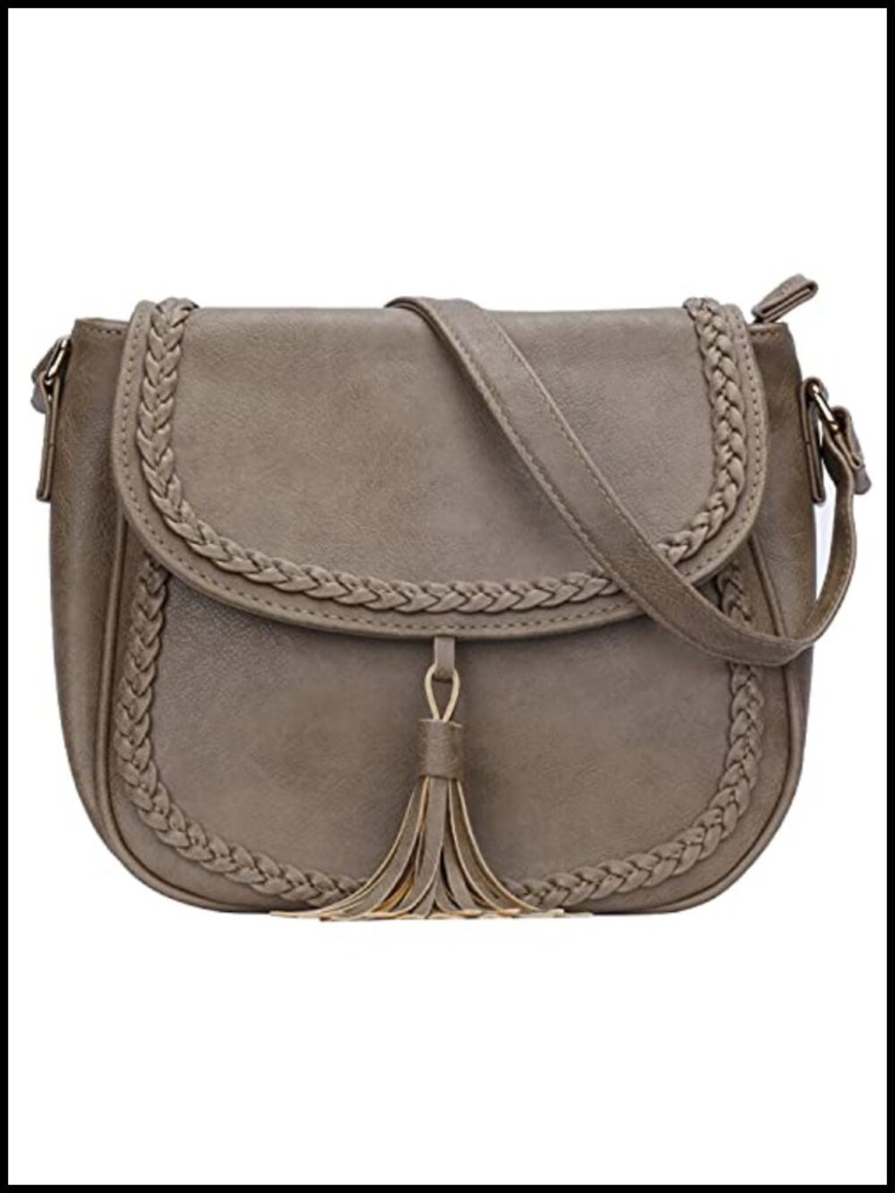 Vintage Saddle Crossbody Purse PU Leather Tassel Flap Bag